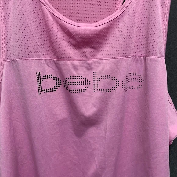 B23-Women's Bebe Sport Tank Top XL Pink Sleeveless Activewear - Picture 3 of 5